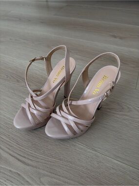 Nude Patent Strappy High Heel Sandals